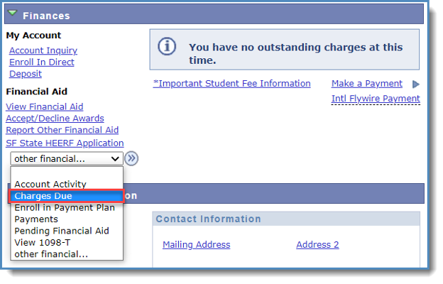 Student Center Charges Due