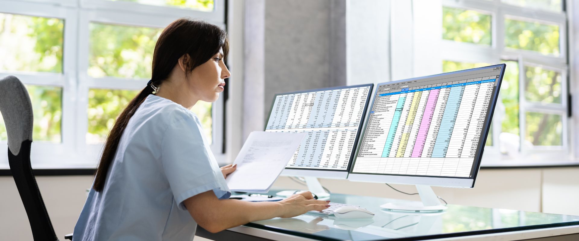 Medicall Billing and Coding Professional working onilne at her desk