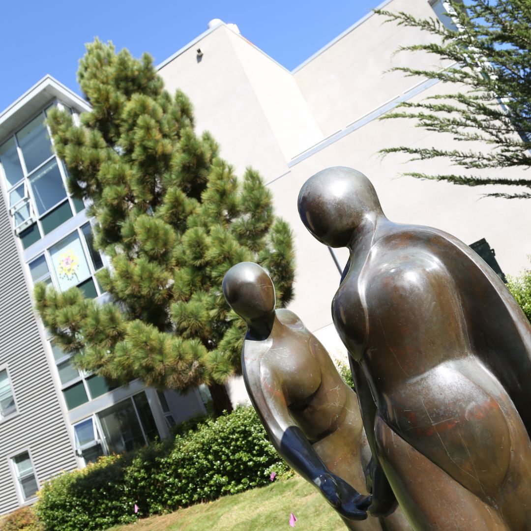 Sculpture of people on SFSU campus
