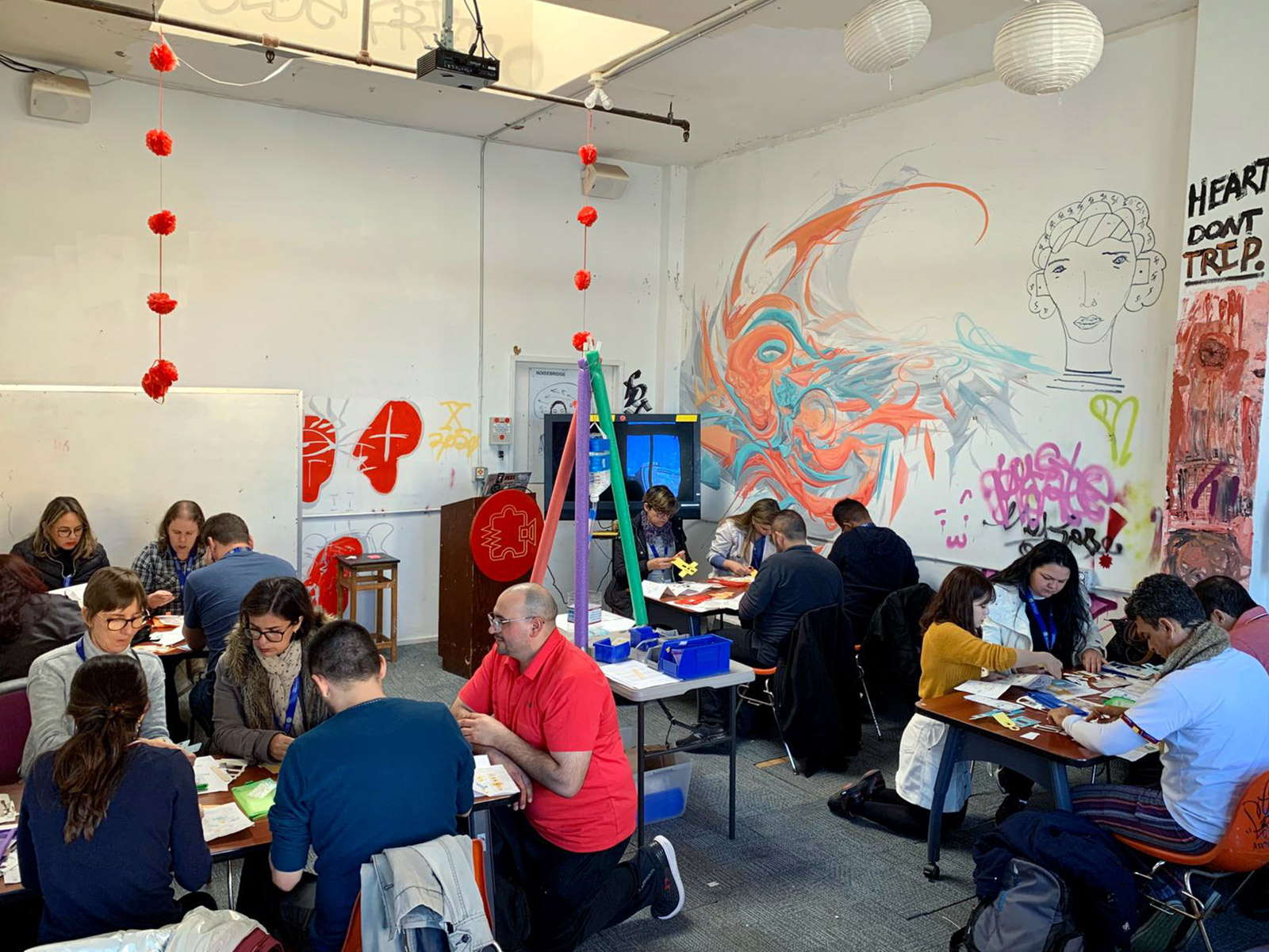 Students work together in teams in the classroom