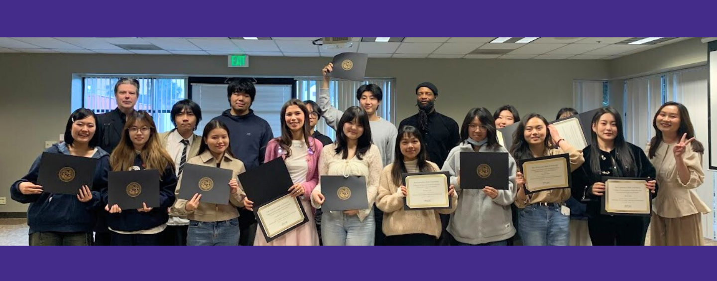 Center for Global Engagement graduates show their certificates