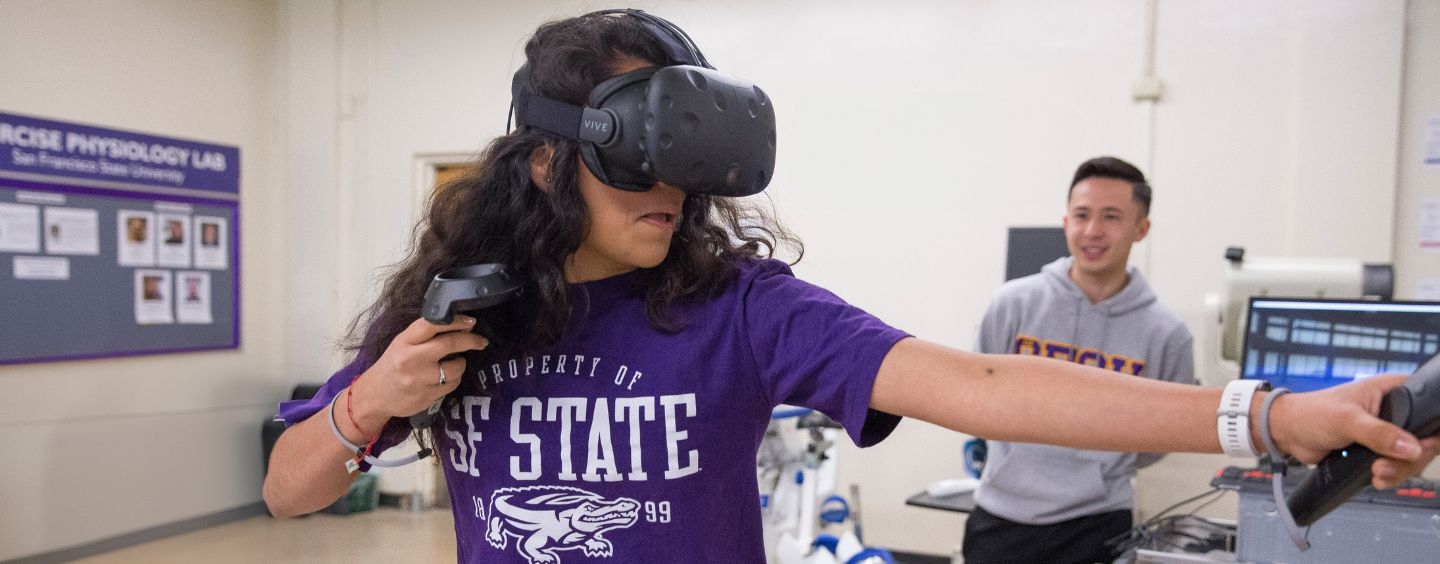 Student exercises using VR