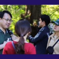 International students at the botanical garden