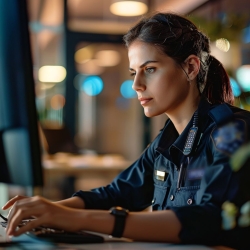 Police officer finishing her bachelor's in Criminal Justice Studies online
