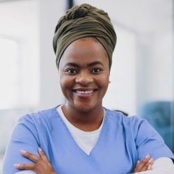 Sterile processing technician in scrubs